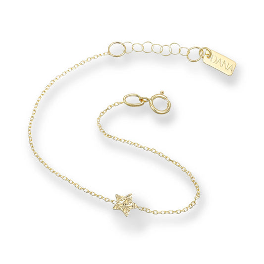 Bracciale Bimba Dana Baby Oro Giallo 9 Kt con Stellina Lavorazione Diamantata