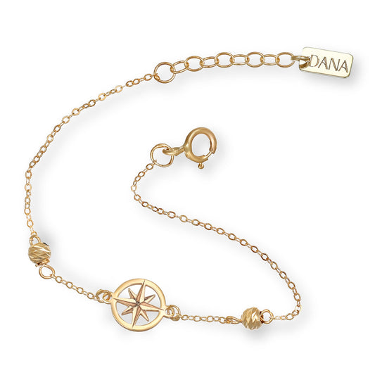 Bracciale Dana Petit Baby Oro Giallo 9 Kt Rosa Dei Venti e 2 Sfere