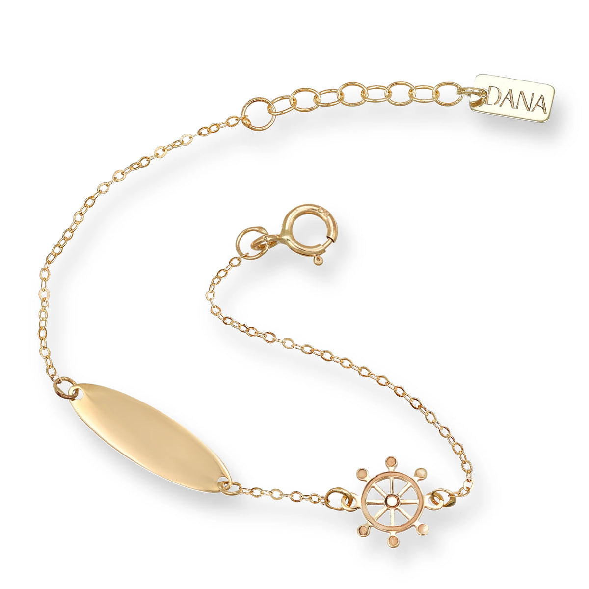 Bracciale Bimbo Dana Baby Oro Giallo 9 Kt con Piastrina E Timone