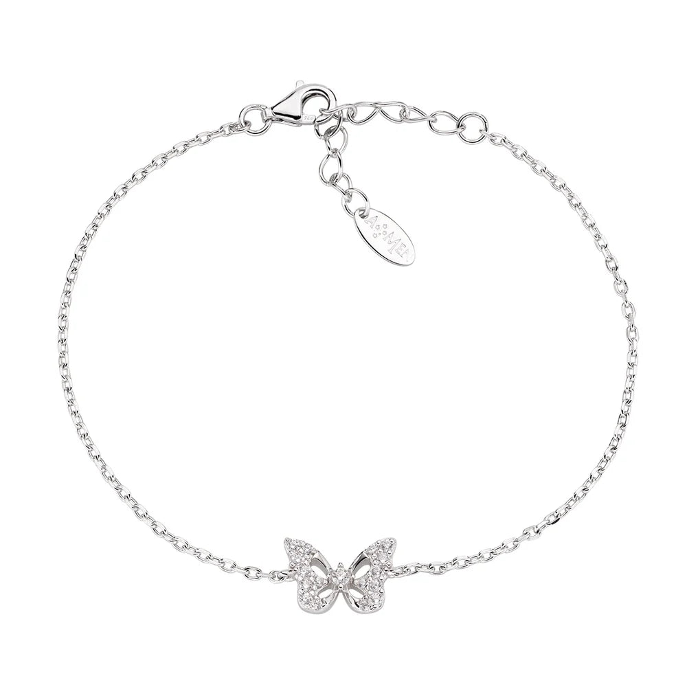 Bracciale Amen Animalier Luxury Argento Centrale Farfalla Zirconi