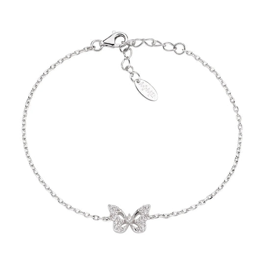 Bracciale Amen Animalier Luxury Argento Centrale Farfalla Zirconi