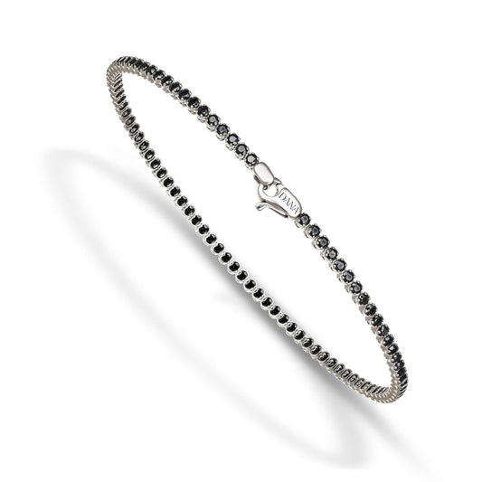 Bracciale Unisex Dana Tennis Oro Bianco9 Kt Pietre Nere