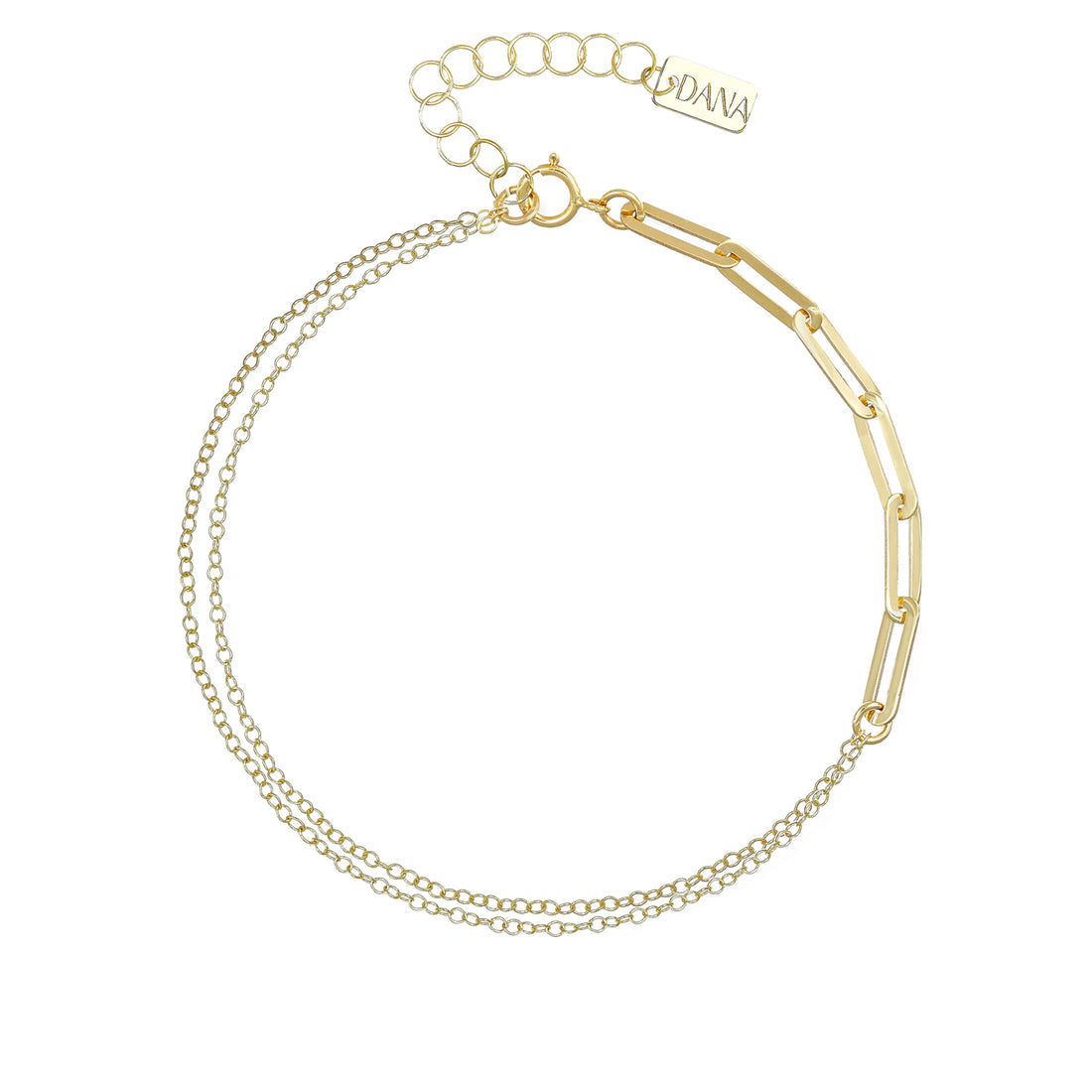 Bracciale Dana Doppia Essenza Oro Giallo 9 Kt Doppia Catenina Elemento Laterale
