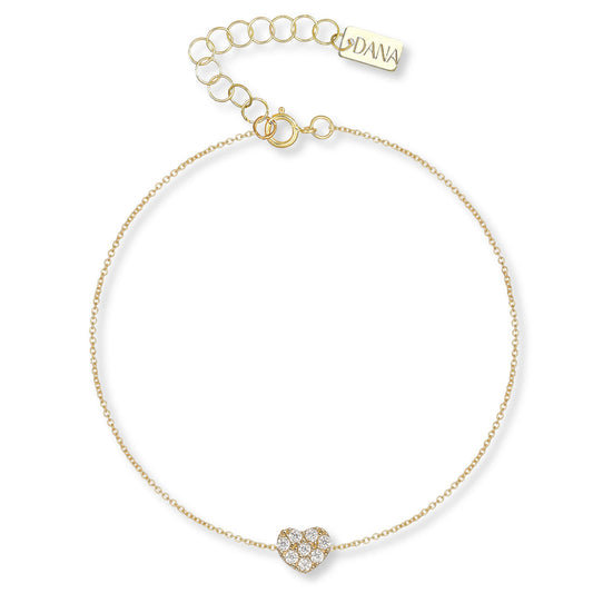 Bracciale Dana Jolie Oro Giallo 9 Kt Cuore Centrale Pietre Bianche