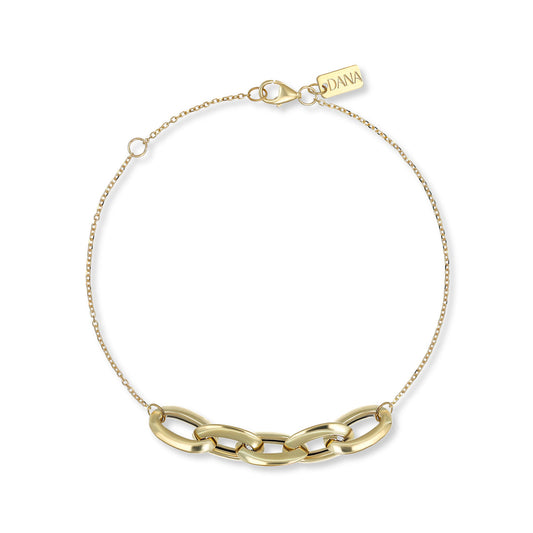 Bracciale Dana Anima Aurea Oro Giallo 9 Kt 5 Ovali Intrecciati