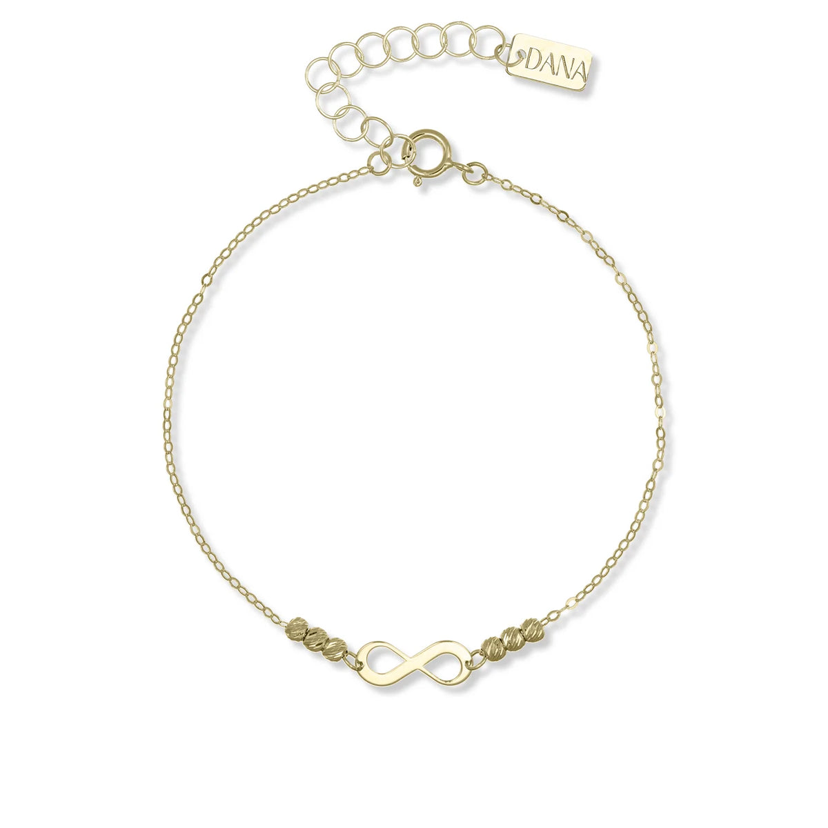Bracciale Bimbi Dana Wishes Oro Giallo 9 Kt con Sferette Sfaccettate E Simbolo Infinito