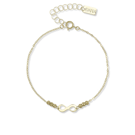 Bracciale Bimbi Dana Wishes Oro Giallo 9 Kt con Sferette Sfaccettate E Simbolo Infinito