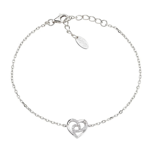 Bracciale Amen Amore Argento Centrale Cuore Intreccio Zirconi
