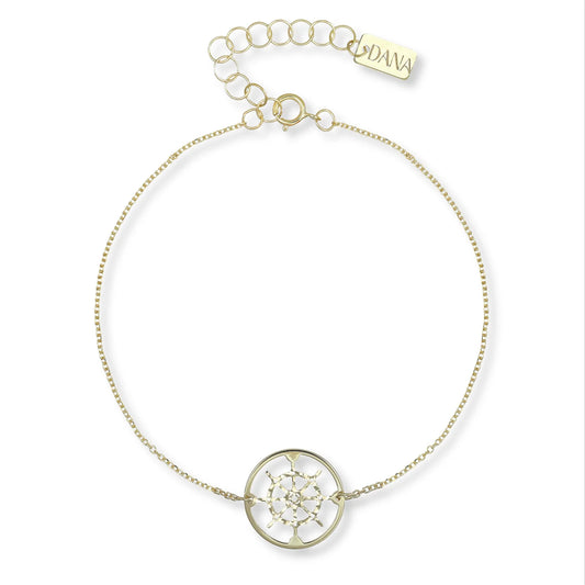 Bracciale Uomo Timone Dana Zephyr Oro Giallo 9 Kt Cerchio Con Timone Lavorazione Martellata