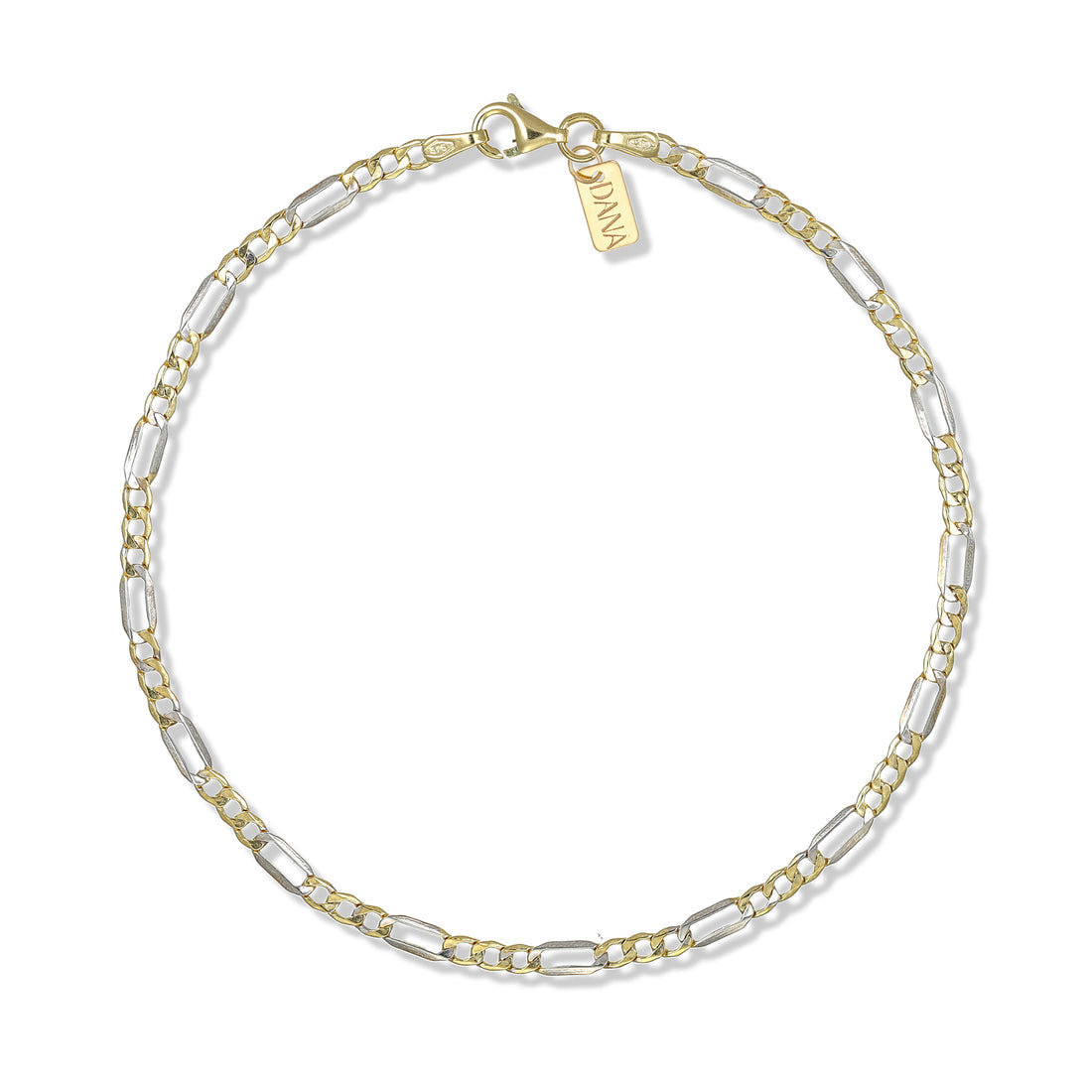 Bracciale Uomo Dana Timeless Bicolore Ob/Og 9 Kt Catena Figaro 3+1 Finitura Lucida