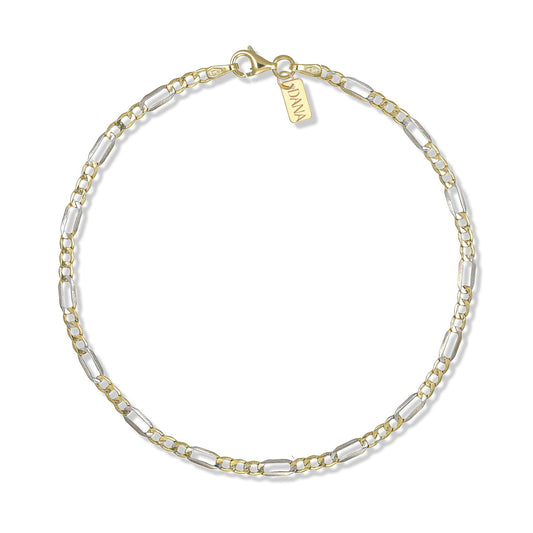Bracciale Uomo Dana Timeless Bicolore Ob/Og 9 Kt Catena Figaro 3+1 Finitura Lucida