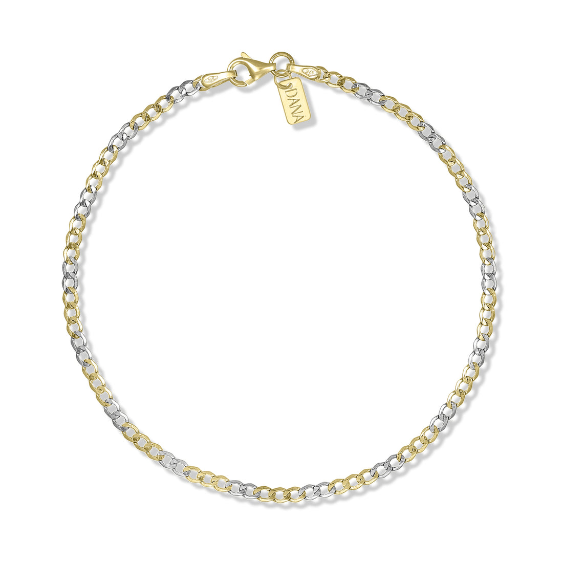 Bracciale Uomo Dana Timeless Bicolore Oro Giallo/Bianco 9 Kt Catena Grumetta