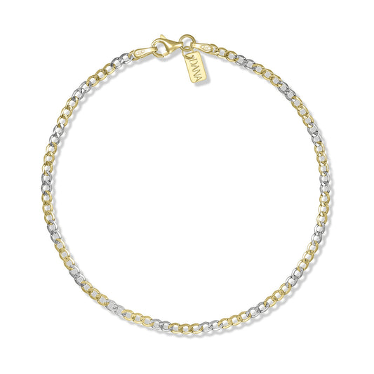 Bracciale Uomo Dana Timeless Bicolore Oro Giallo/Bianco 9 Kt Catena Grumetta