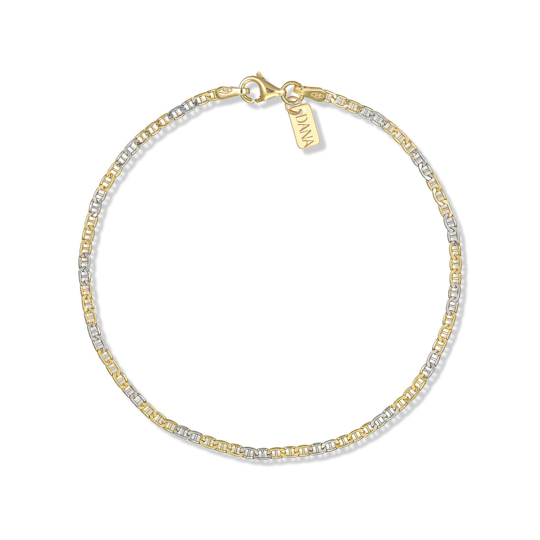 Bracciale Uomo Dana Timeless Bicolore Oro Giallo/Bianco 9 Kt.modello Bananino
