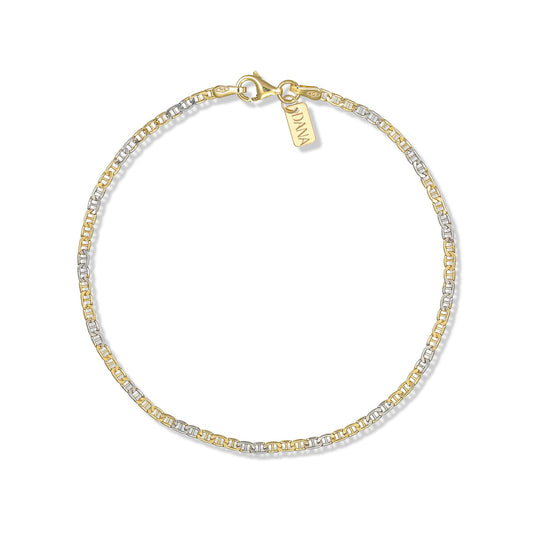 Bracciale Uomo Dana Timeless Bicolore Oro Giallo/Bianco 9 Kt.modello Bananino