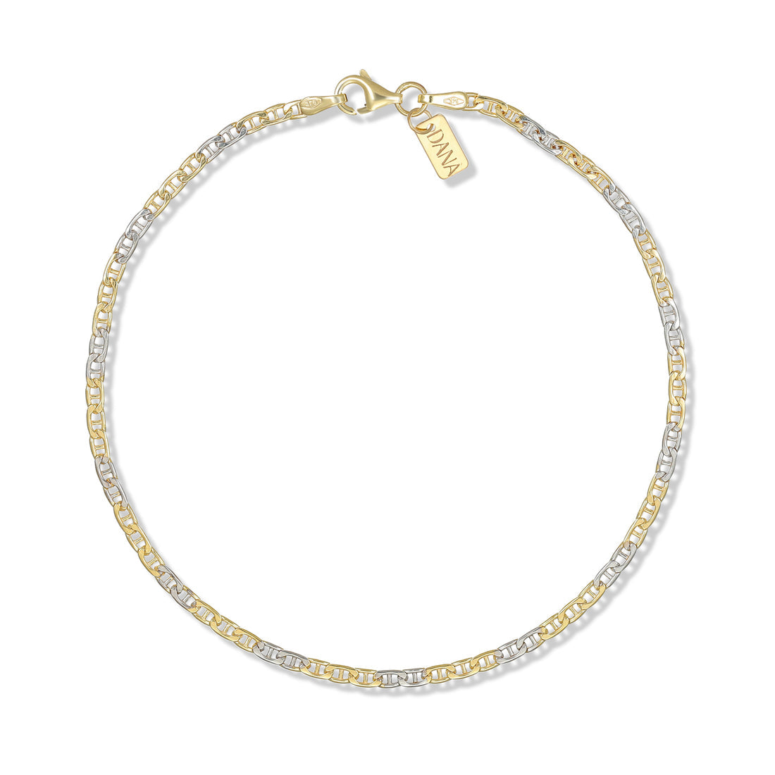 Bracciale Uomo Dana Timeless Bicolore Oro Giallo/Bianco 9 Kt.modello Bananino