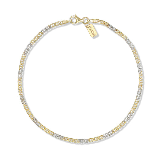 Bracciale Uomo Dana Timeless Bicolore Oro Giallo/Bianco 9 Kt.modello Bananino