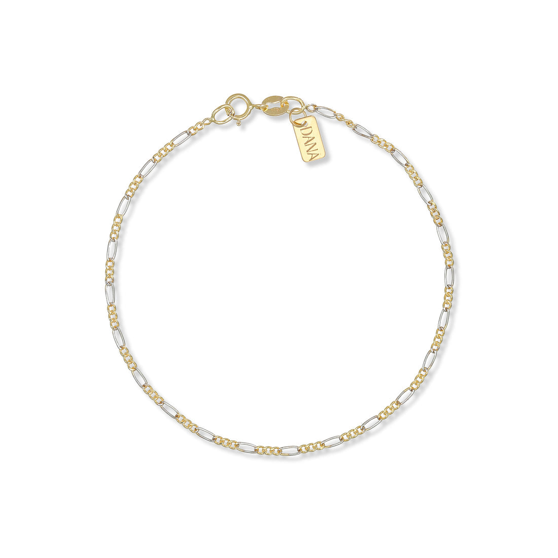 Bracciale Uomo Dana Timeless Bicolore Oro Giallo/Bianco 9 Kt.catena Figaro 3+1