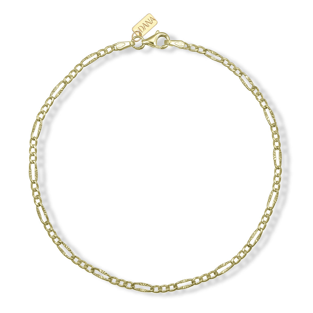 Bracciale Uomo Dana Timeless Oro Giallo 9 Kt.catena Figaro 3+1 Finitura Diamantata