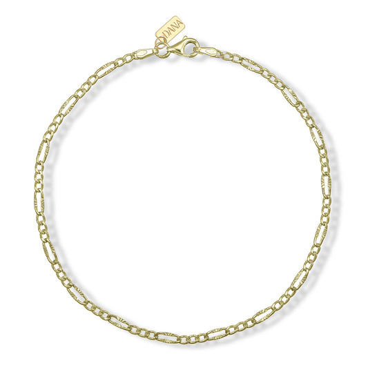 Bracciale Uomo Dana Timeless Oro Giallo 9 Kt.catena Figaro 3+1 Finitura Diamantata