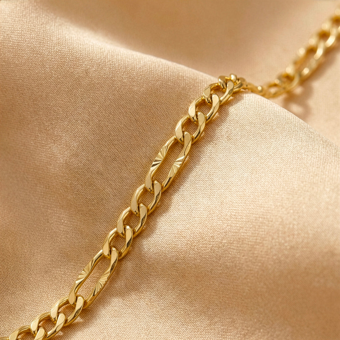 Bracciale Uomo Dana Timeless Oro Giallo 9 Kt.catena Figaro 3+1 Finitura Diamantata
