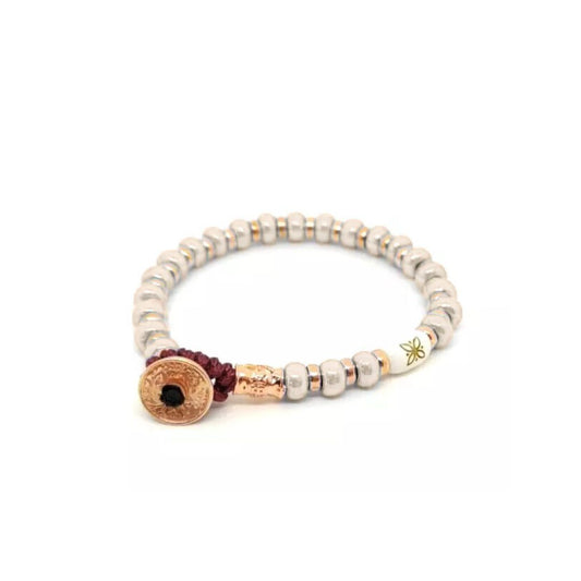 Bracciale Gerba Ceramic Argento Rosato e Ceramica Beige