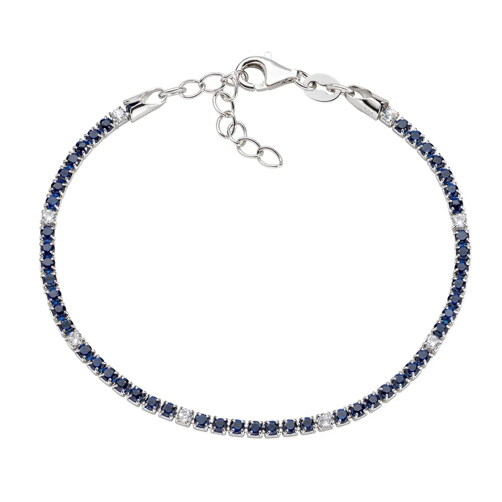 Bracciale Amen Tennis Argento Zirconi Blu/Bianchi