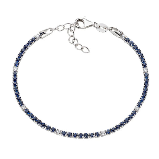 Bracciale Amen Tennis Argento Zirconi Blu/Bianchi
