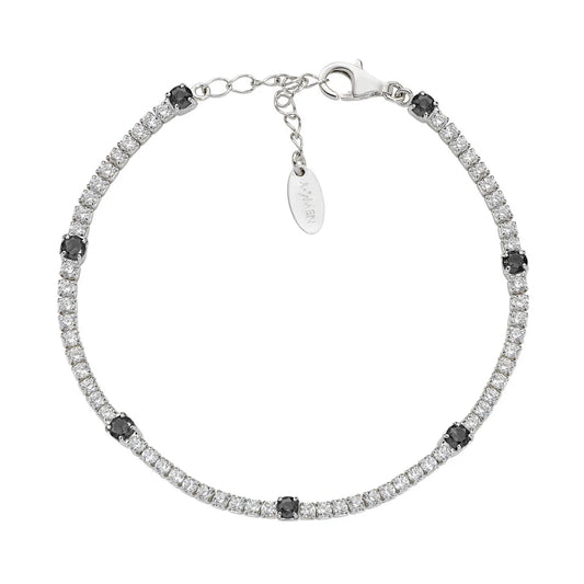 Bracciale Amen Tennis Argento Zirconi Bianchi e Neri
