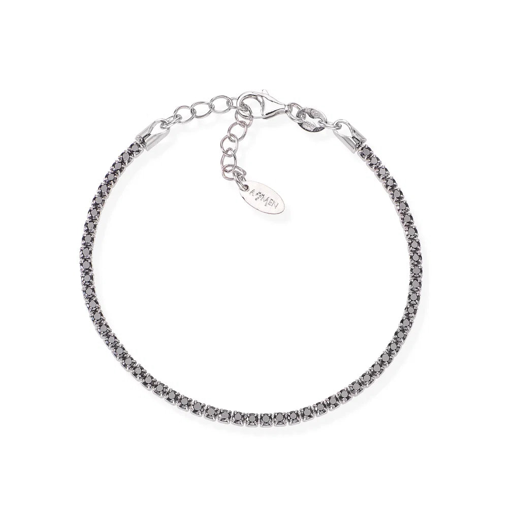 Bracciale Amen Tennis Argento Zirconi Neri