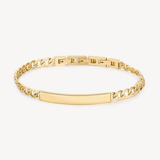 Bracciale Uomo Brosway Riptide Pvd Oro Catena Grumetta Con Piastrina Centrale