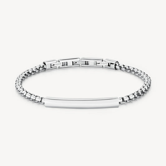 Bracciale Uomo Brosway Riptide Acciaio Catena Maglia Rolò Tubolare Piastrina Centrale Esagonale