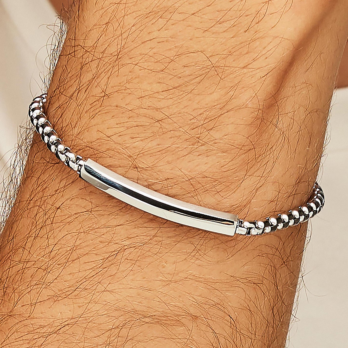 Bracciale Uomo Brosway Riptide Acciaio Catena Maglia Rolò Tubolare Piastrina Centrale Esagonale