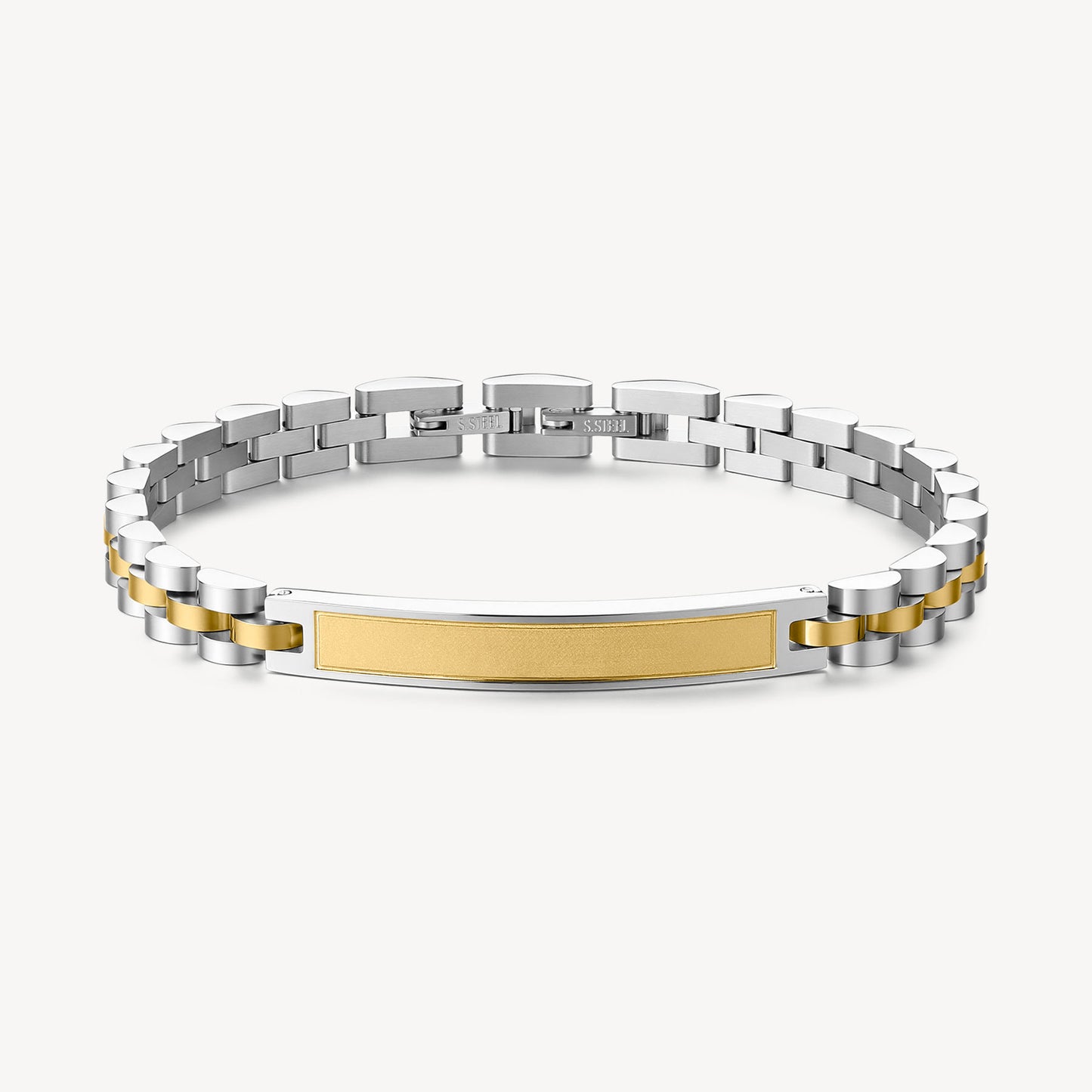 Bracciale Uomo Brosway Riptide Acciaio Pvd Oro Piastrina Centrale