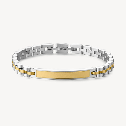 Bracciale Uomo Brosway Riptide Acciaio Pvd Oro Piastrina Centrale