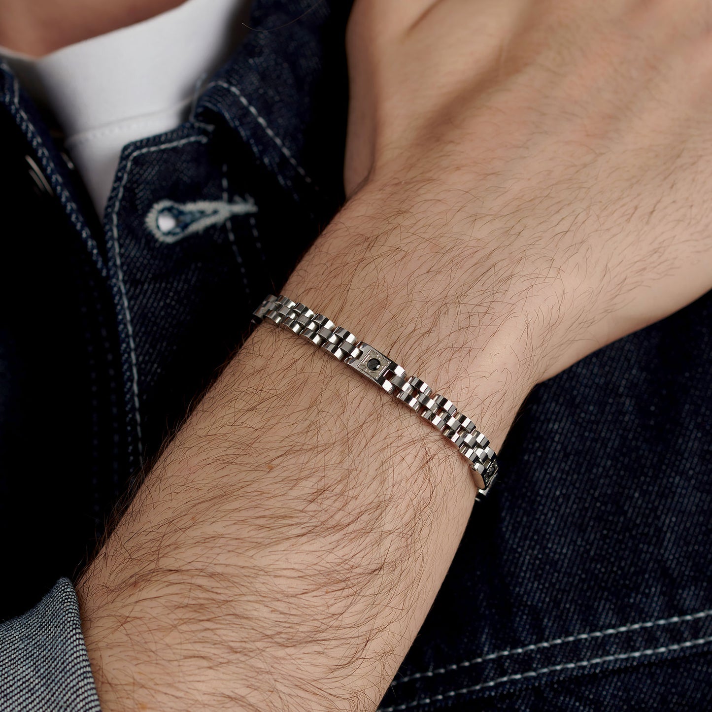 Bracciale Uomo Brosway Riptide Acciaio 3 Elementi Cristallo Nero