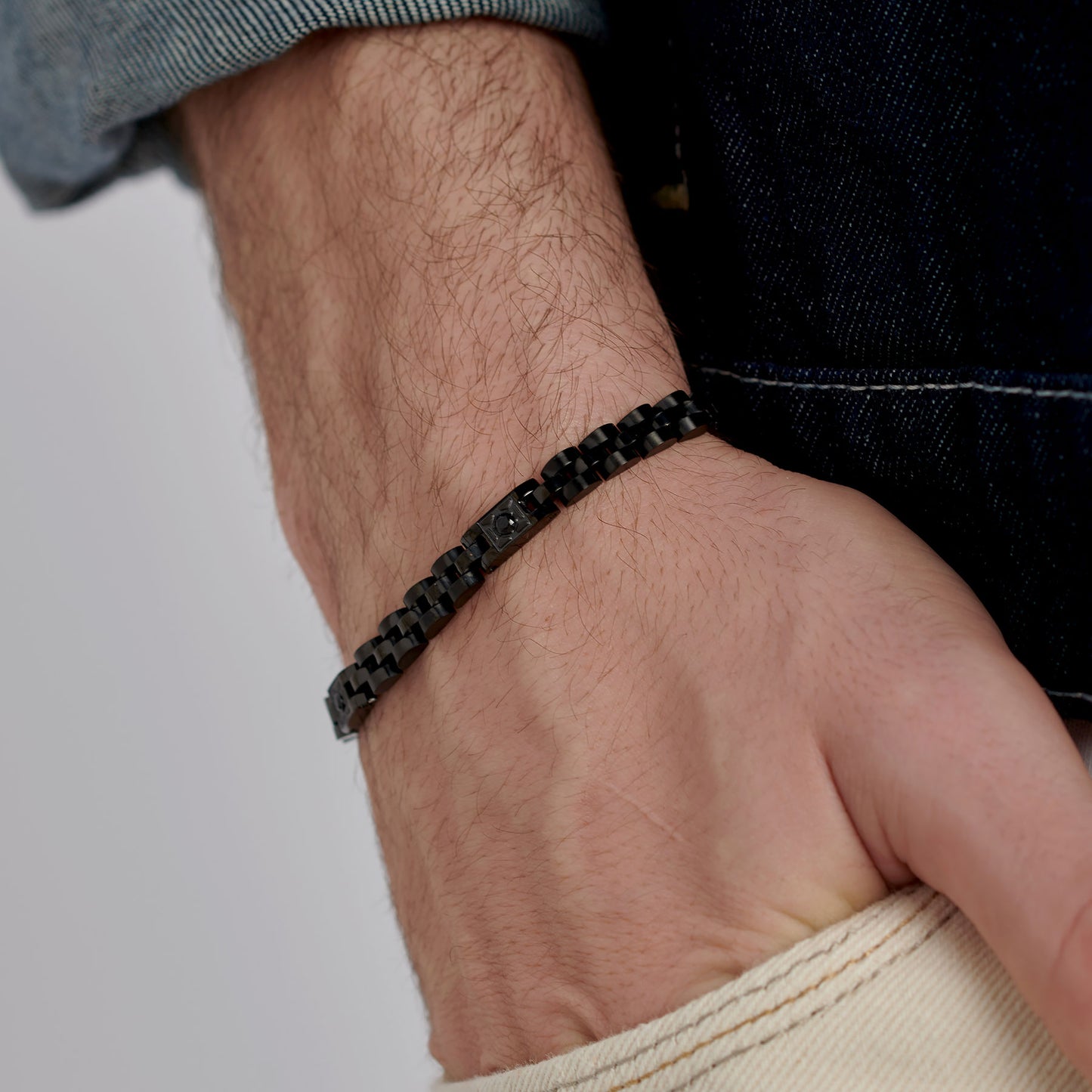 Bracciale Uomo Brosway Riptide Pvd Nero 3 Elementi in Cristallo
