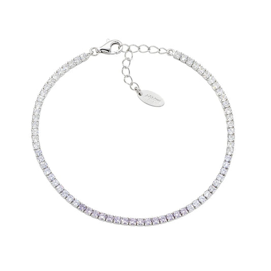 Bracciale Amen Tennis Mania In Argento Con Zirconi Degradè Viola/Bianchi
