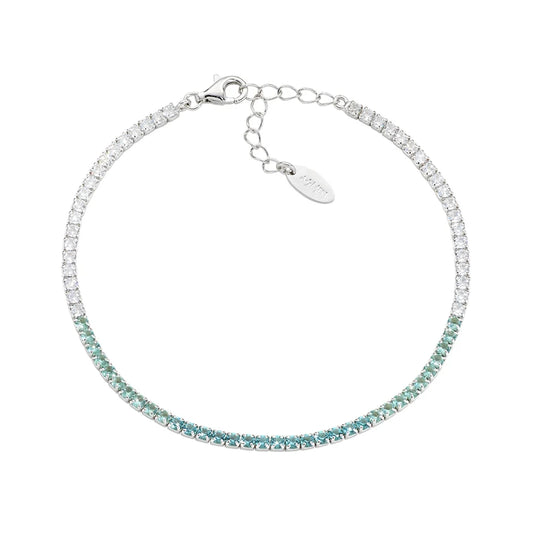 Bracciale Amen Tennis Mania Argento Zirconi Degradè Azzurri/Bianchi