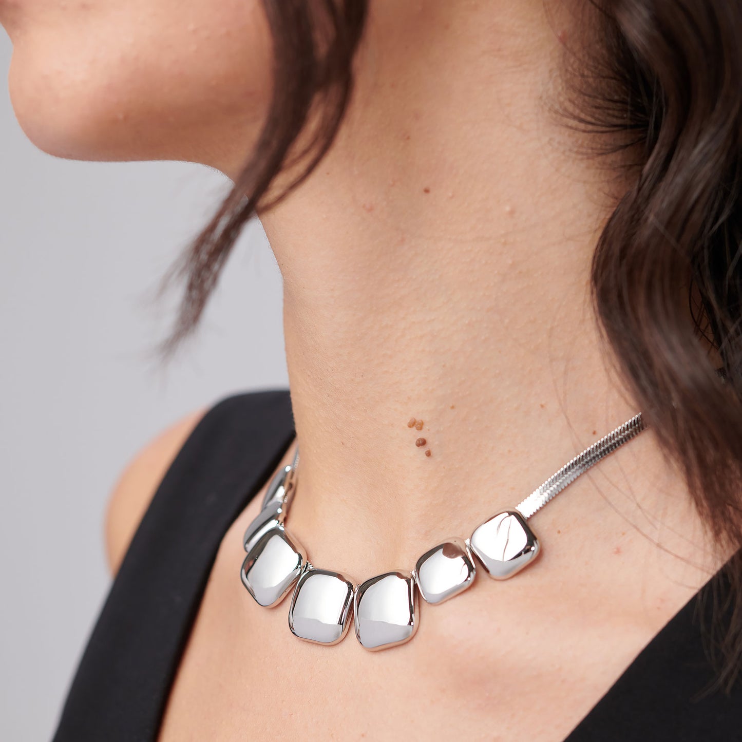 Collana Brosway Muse Acciaio Maglia Snake Piatta Centrale Quadrettoni