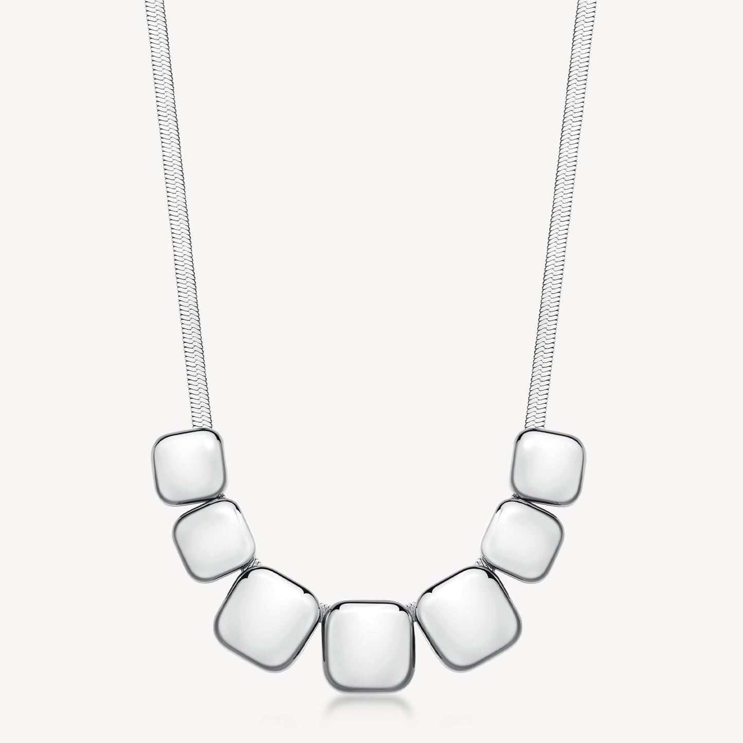Collana Brosway Muse Acciaio Maglia Snake Piatta Centrale Quadrettoni