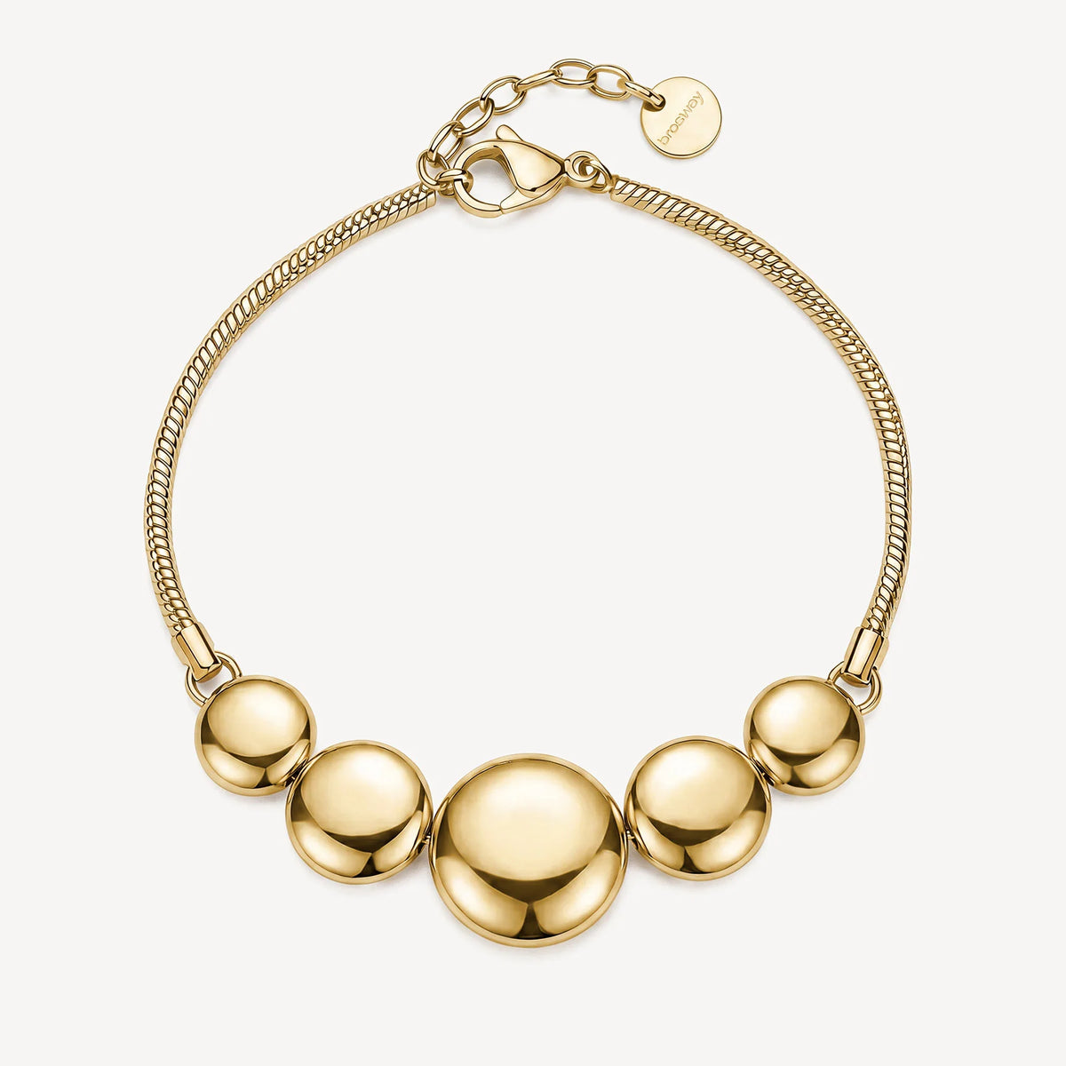Bracciale Brosway Muse Acciaio Pvd Oro Maglia Coda Di Topo Centrale Dischi Convessi