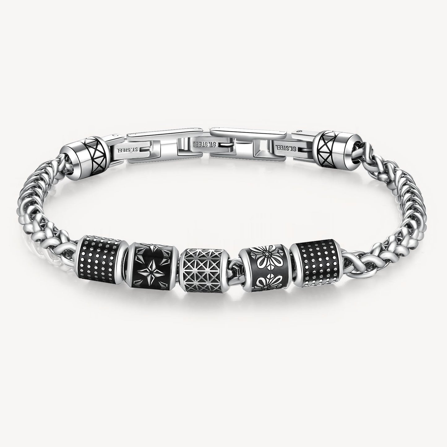 Bracciale Brosway Bullet Bracciale Uomo In Acciaio Con 5 Elementi Cilindrici Decorati Acciaio/Pvd Nero