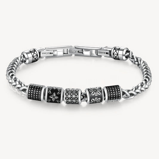 Bracciale Brosway Bullet Bracciale Uomo In Acciaio Con 5 Elementi Cilindrici Decorati Acciaio/Pvd Nero