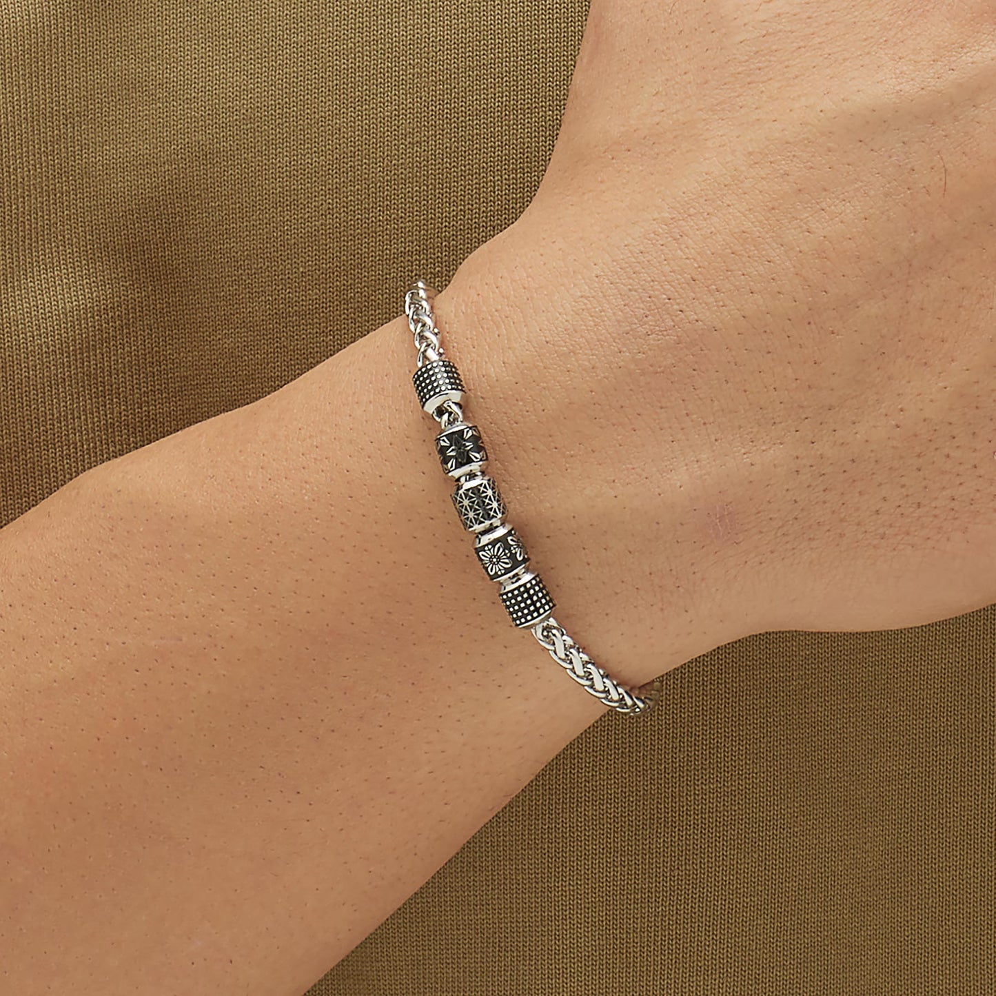 Bracciale Brosway Bullet Bracciale Uomo In Acciaio Con 5 Elementi Cilindrici Decorati Acciaio/Pvd Nero