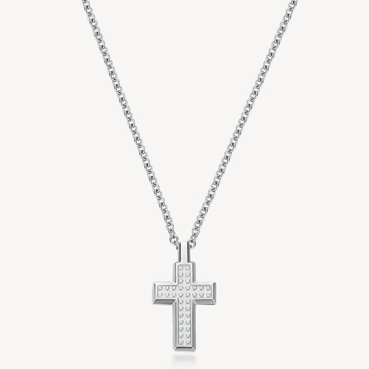 Collana Uomo Brosway Bullet Acciaio Pendente Croce Puntinata