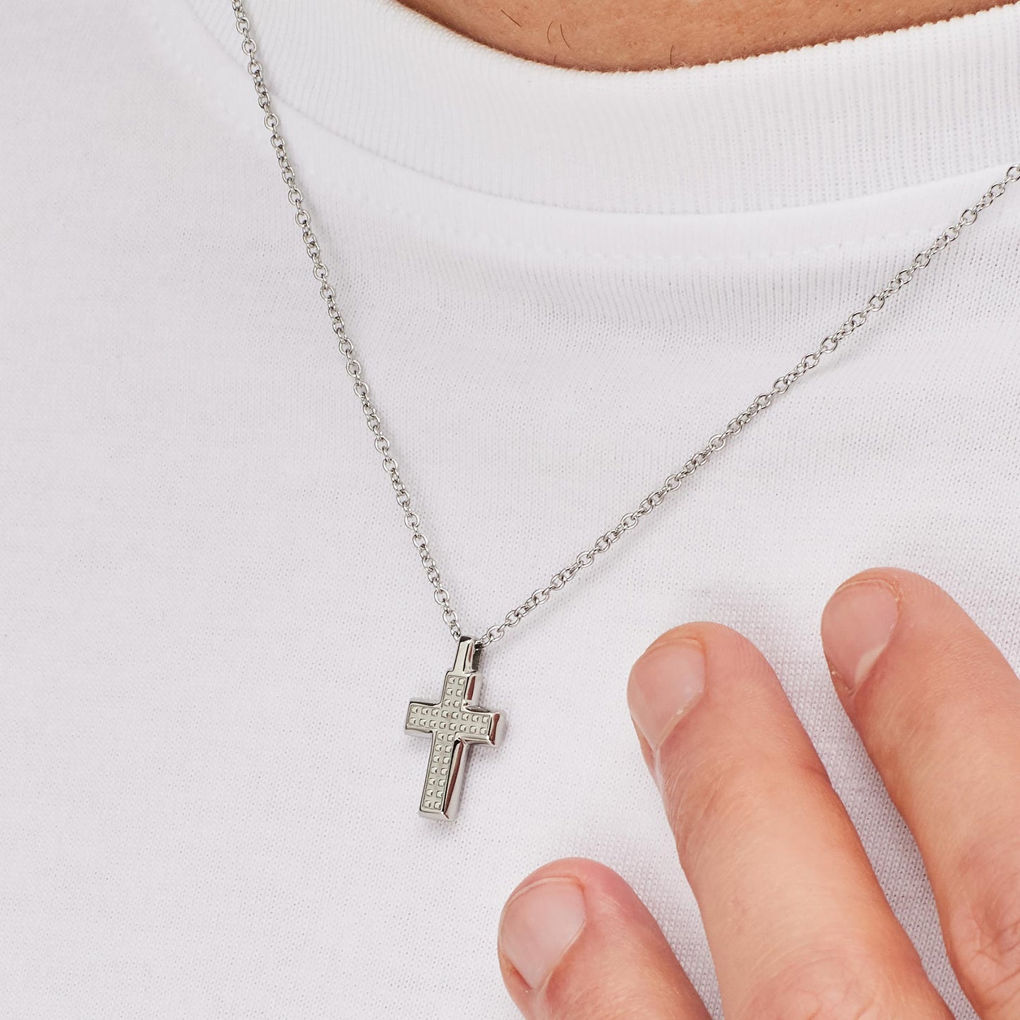 Collana Uomo Brosway Bullet Acciaio Pendente Croce Puntinata