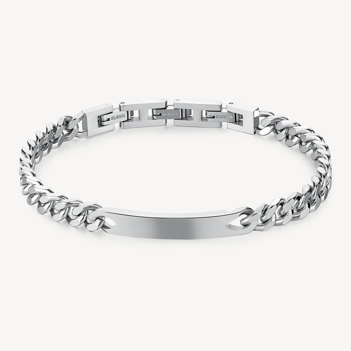 Bracciale Uomo Brosway Bullet Acciaio Catena Grumetta Piastrina Centrale