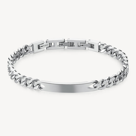 Bracciale Uomo Brosway Bullet Acciaio Catena Grumetta Piastrina Centrale
