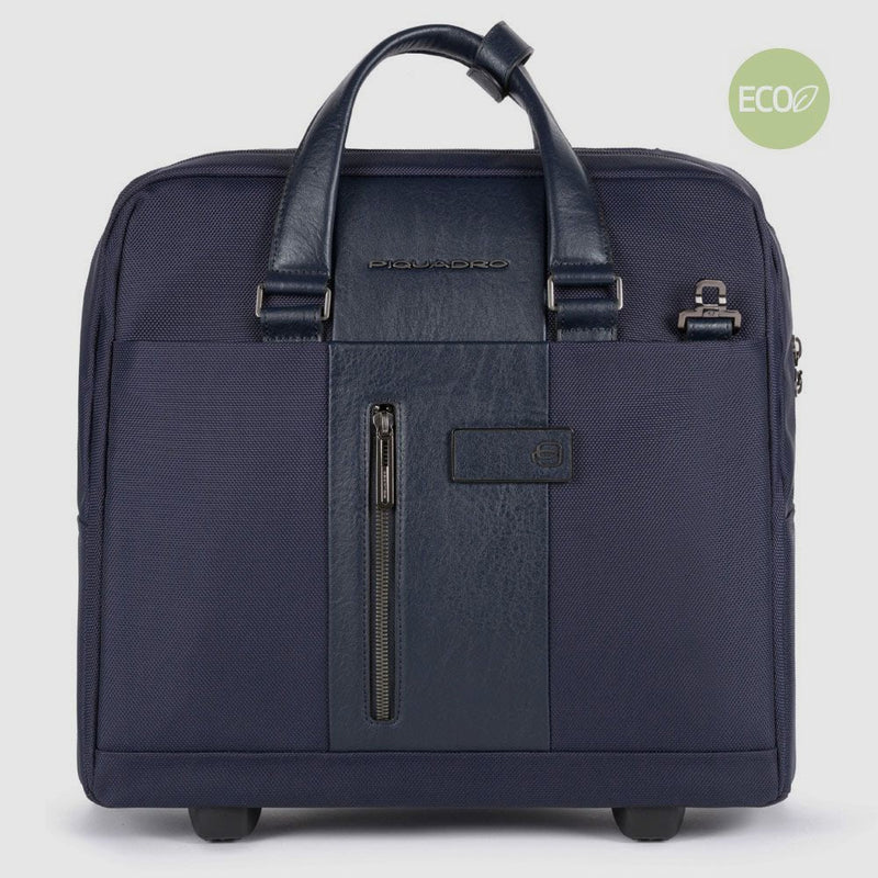 Trolley Piquadro Da Cabina Due Ruote In Nylon Blu E Inserti Pelle
